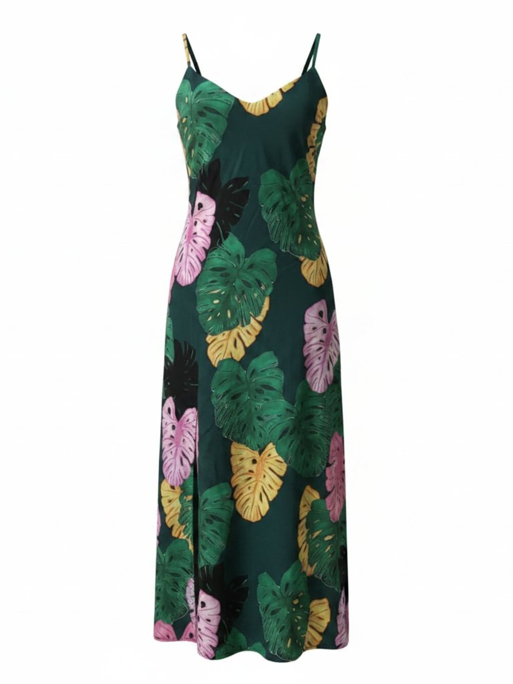 Monstera Print Maxi Dress